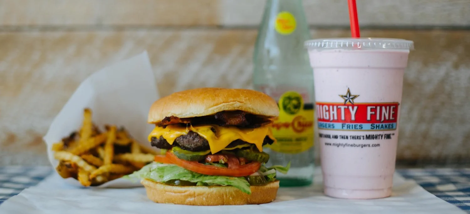 Mighty Fine burger, fries and a shake